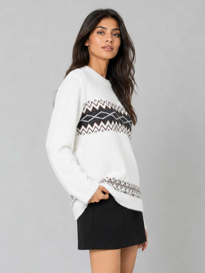 Women Self Design Long Sleeves Regular Fit Pullover - 22687396 -  Standard Image - 2