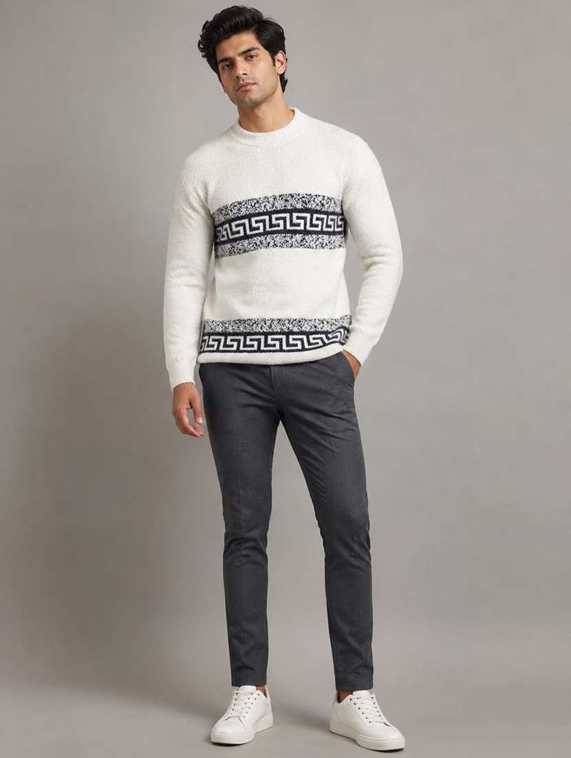 Men Self Design Long Sleeve Regular Fit Pullover - 22687397 -  Standard Image - 2