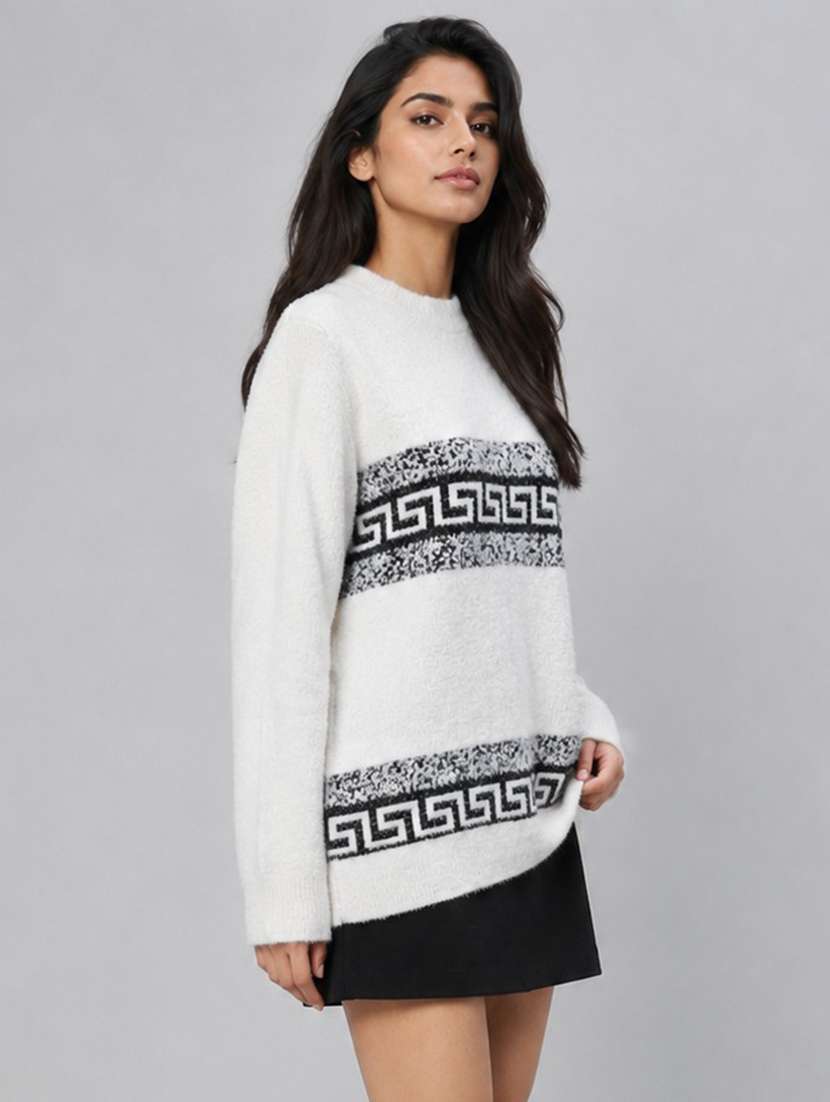 Women Self Design Long Sleeve Pullover - 22687398 -  Standard Image - 2