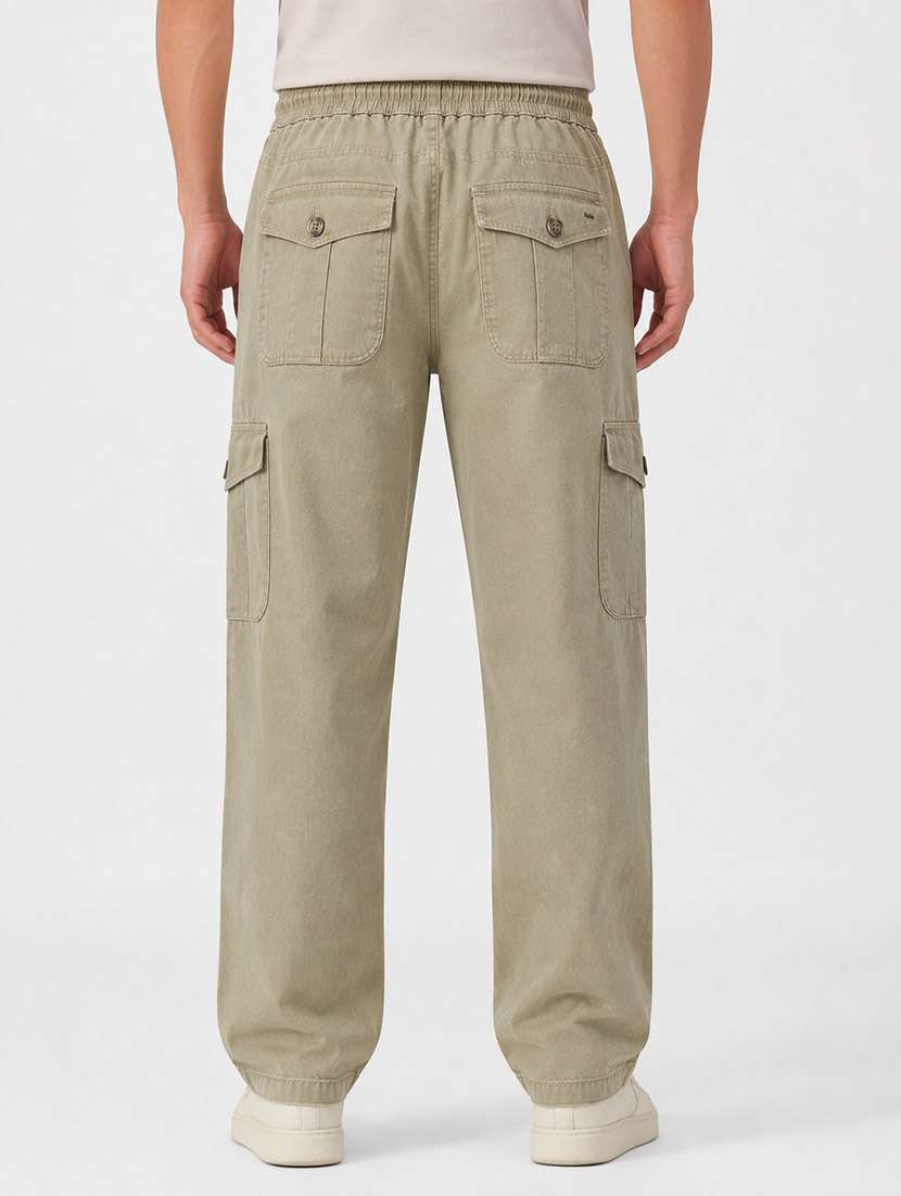 Men Solid Mid Rise Regular Fit Cargo - 22687500 -  Standard Image - 2