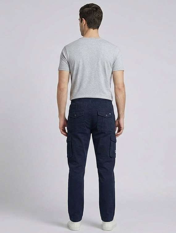 Men Solid Mid Rise Regular Fit Cargo - 22687501 -  Standard Image - 2