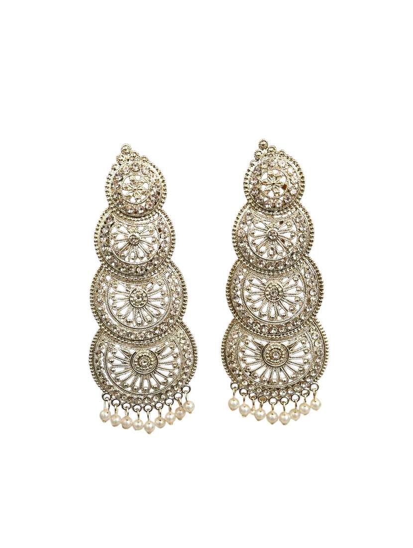 women silver pearl accent chandellier earrings  - 22688032 -  Standard Image - 2