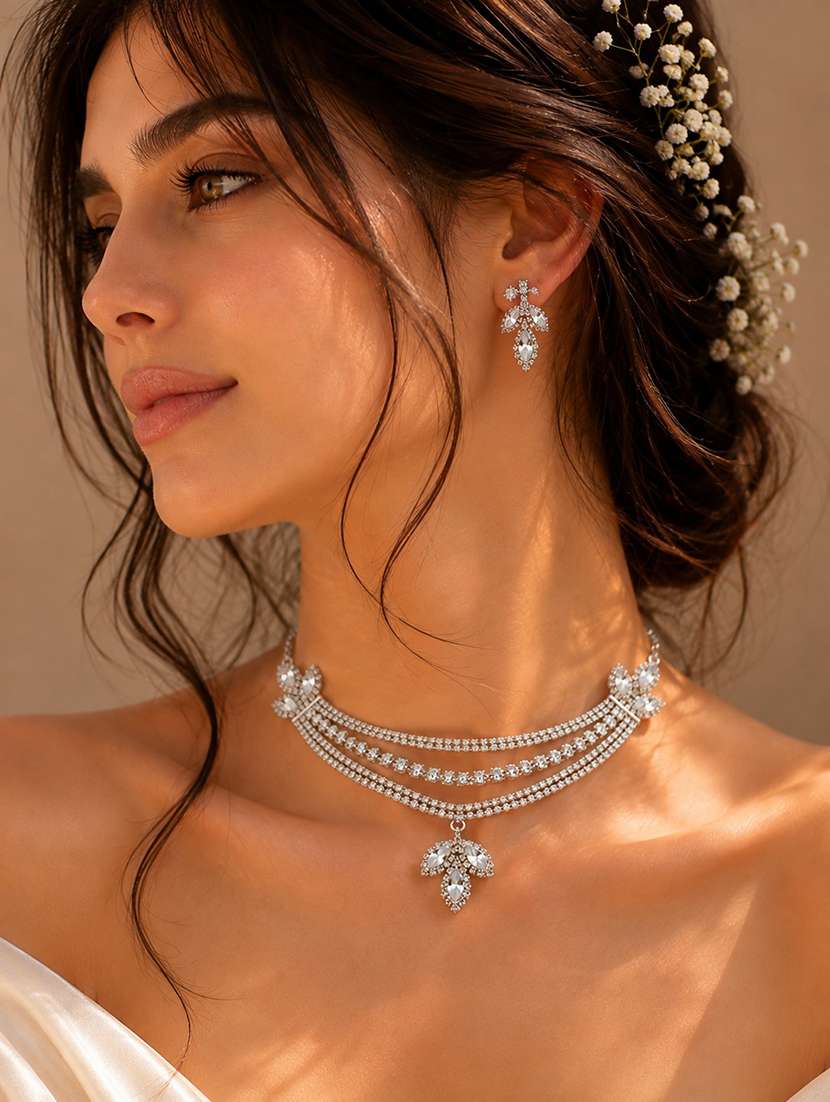 women silver-toned stone jewellery set - 22688033 -  Standard Image - 2