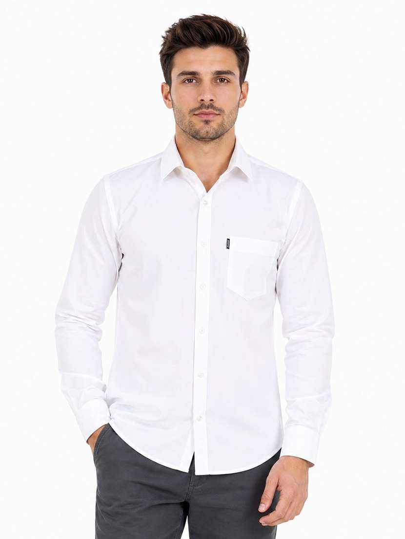men solid long sleeves regular fit shirt