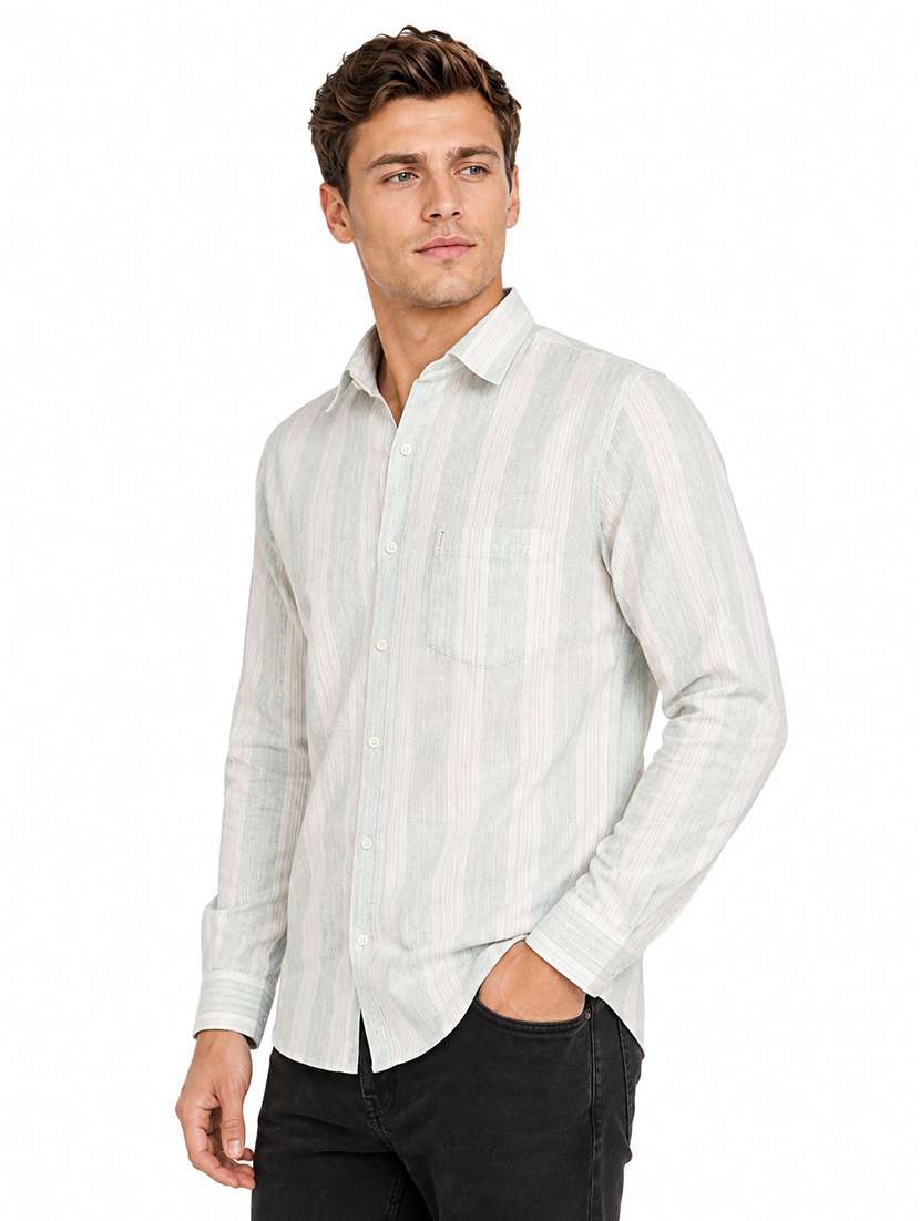 Men Striped Long Sleeve Regular Fit Casual Shirt - 22688400 -  Standard Image - 2