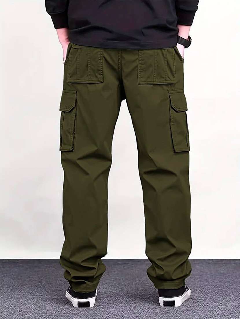 regular fit olive cotton cargo pants - 22688892 -  Standard Image - 2