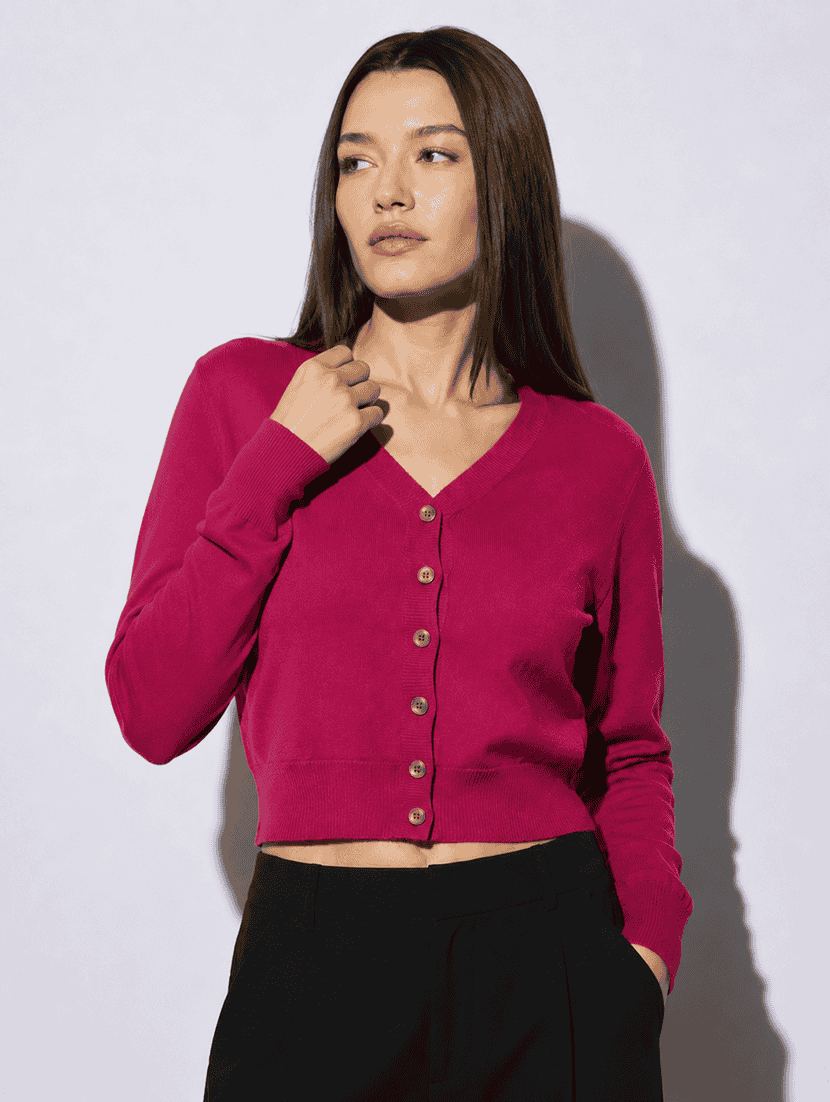 Women Solid Long Sleeve Cardigan - 22688897 -  Standard Image - 2
