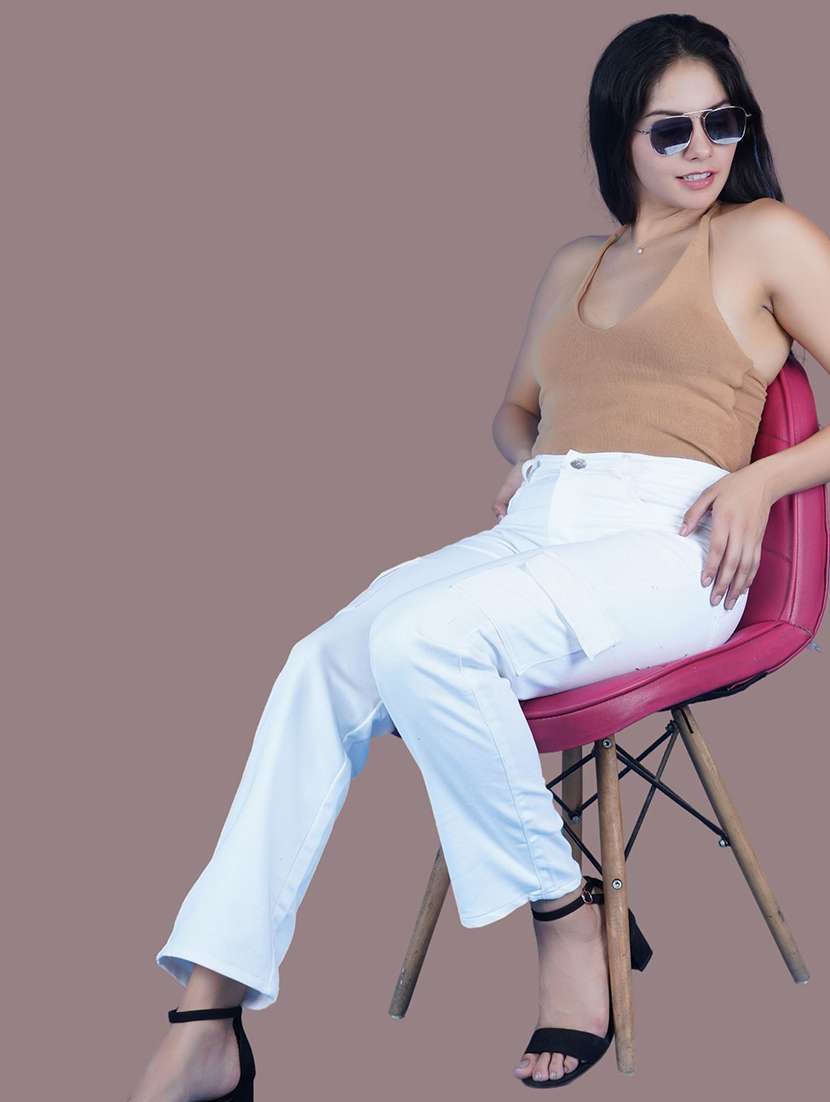Women Solid Mid Rise Regular Fit Cargo - 22688964 -  Standard Image - 2