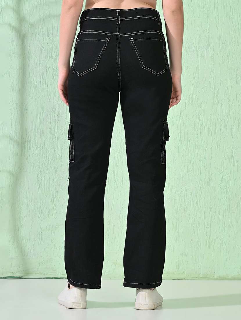 Women Solid Mid Rise Regular Fit Cargo - 22689049 -  Standard Image - 2