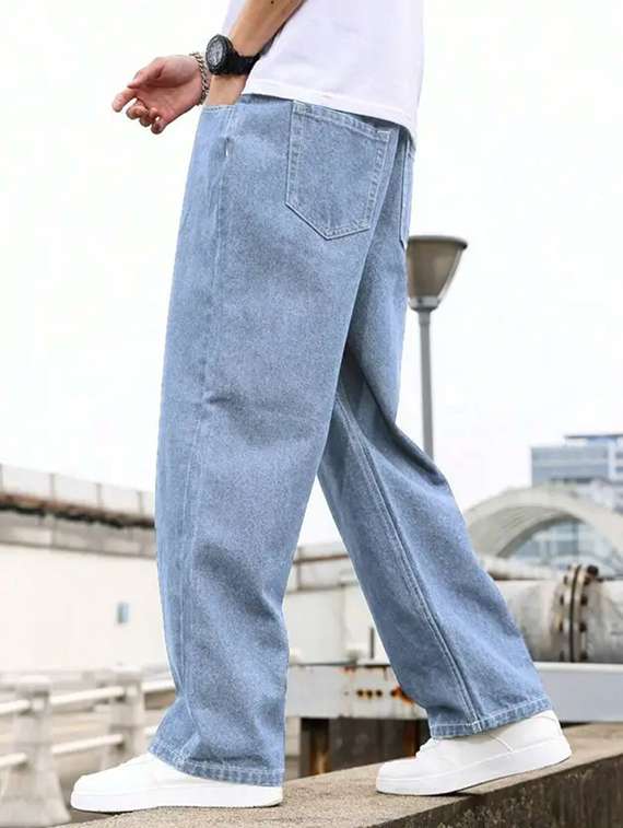 Men Plain Mid Rise Full Length Relaxed Fit Jeans - 22689623 -  Standard Image - 2