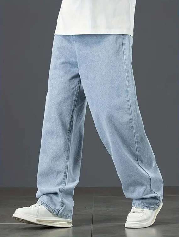 Men Solid Mid Rise Relaxed Fit Jeans - 22689624 -  Standard Image - 2