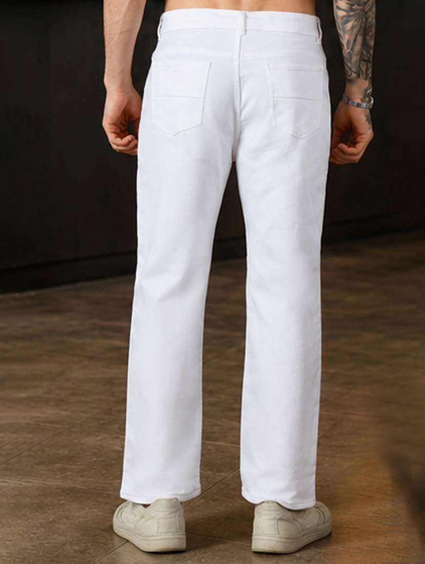 Men Slash Knee Mid Rise Full Length Straight Jeans - 22690314 -  Standard Image - 2