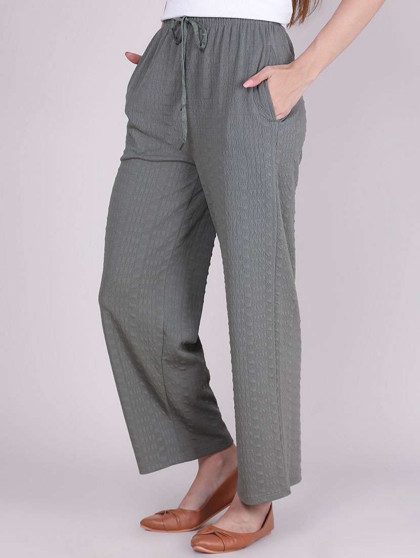 Women Self Design Mid Rise Straight Trouser - 22690760 -  Standard Image - 2