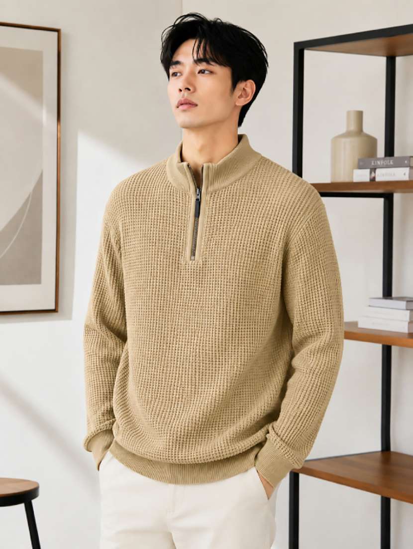 Men Self Design Long Sleeve Regualr Fit Pullover - 22690835 -  Standard Image - 2