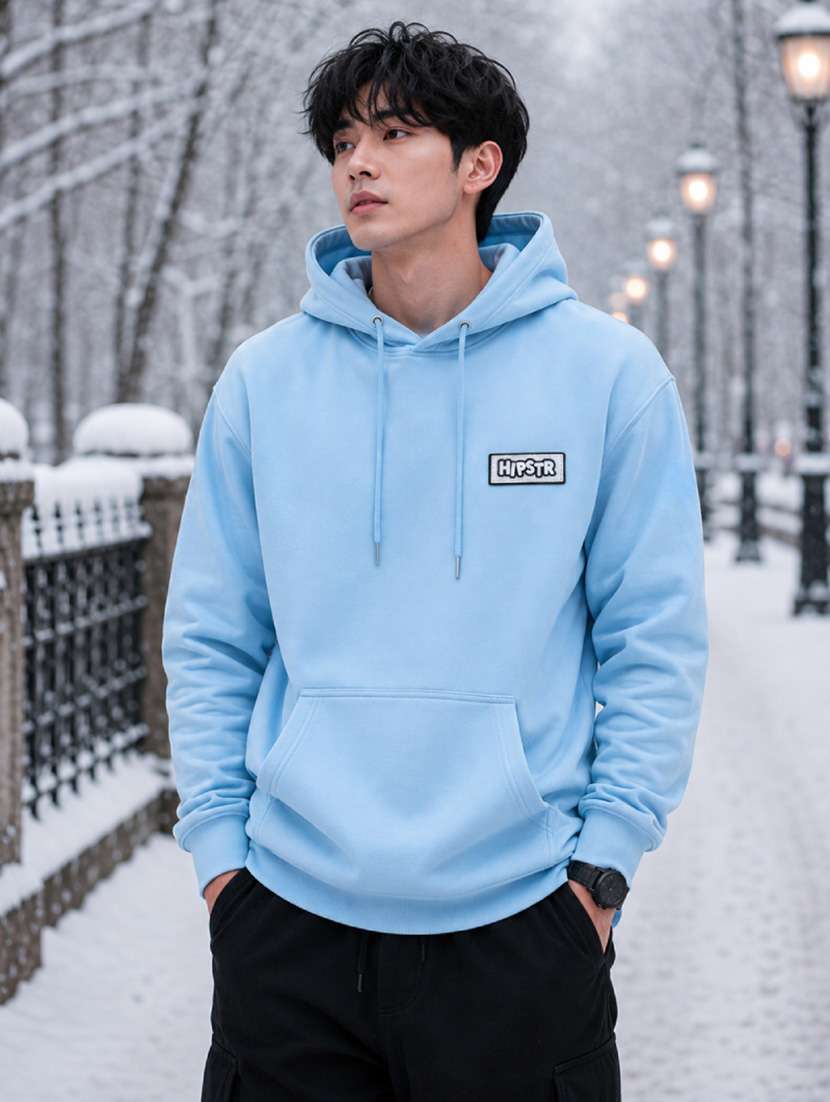 Men Solid Long Sleeves Hooded Sweatshirt - 22690840 -  Standard Image - 2