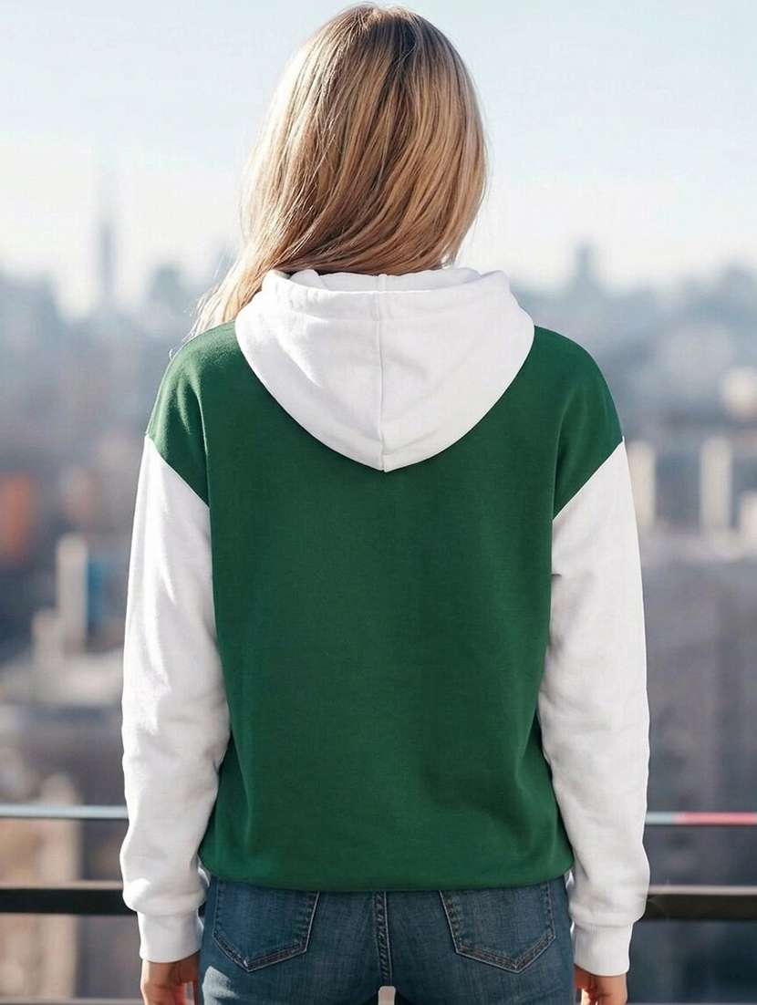 Women Colourblocked Long Sleeves Hooded Sweatshirt - 22690954 -  Standard Image - 2