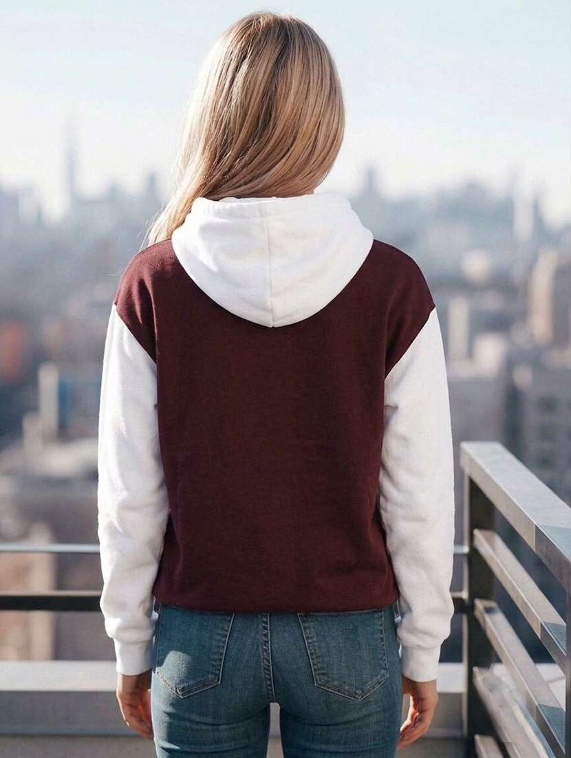 Women Colourblocked Long Sleeves Hooded Sweatshirt - 22690958 -  Standard Image - 2