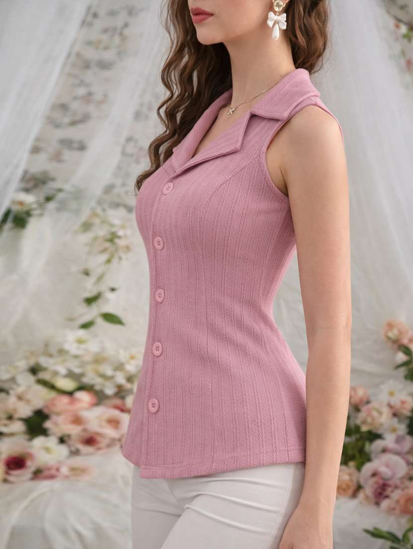 Women Self Design Sleeveless Regular Top - 22691012 -  Standard Image - 2