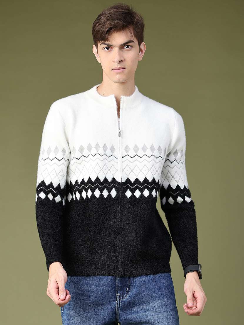 Men Geometric Long Sleeve Regular Fit Pullover - 22691709 -  Standard Image - 2