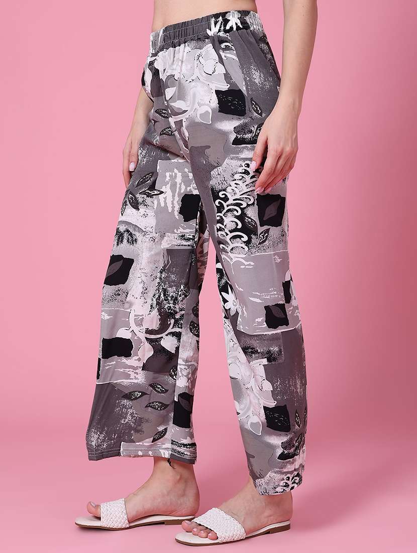 Women Printed Mid Rise Wide Leg Trouser - 22691965 -  Standard Image - 2