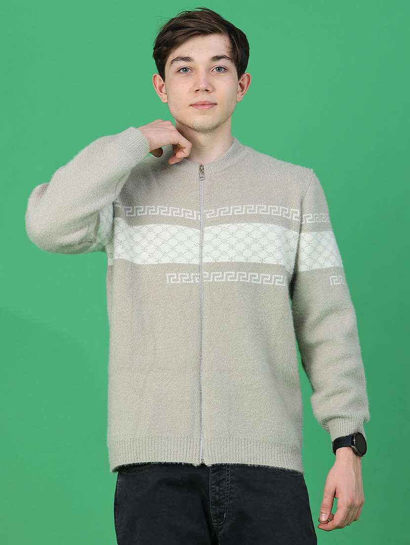 Men Geometric Long Sleeve Regular Fit Pullover - 22692169 -  Standard Image - 2