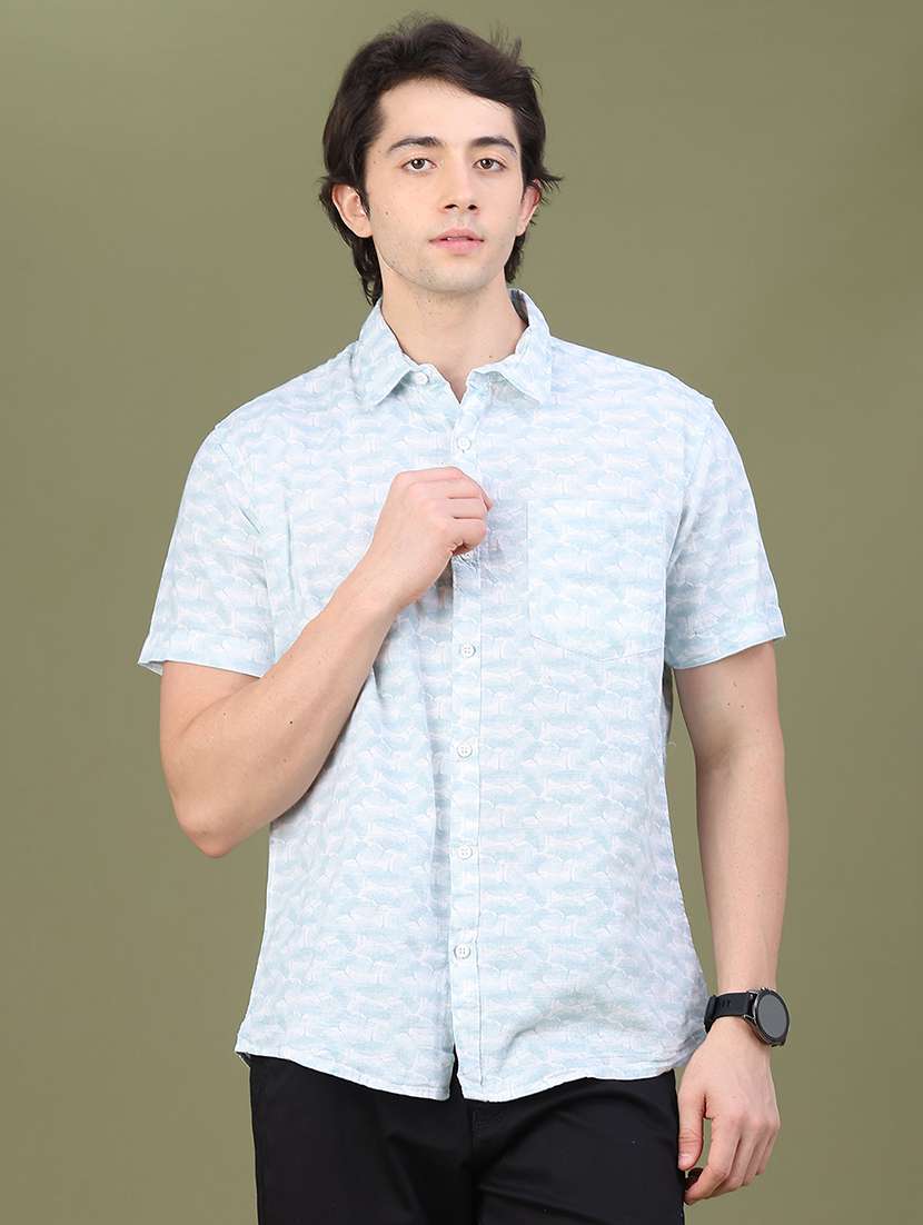 Men Printed Short Sleeve Regular Fit Casual Shirt - 22693247 -  Standard Image - 2