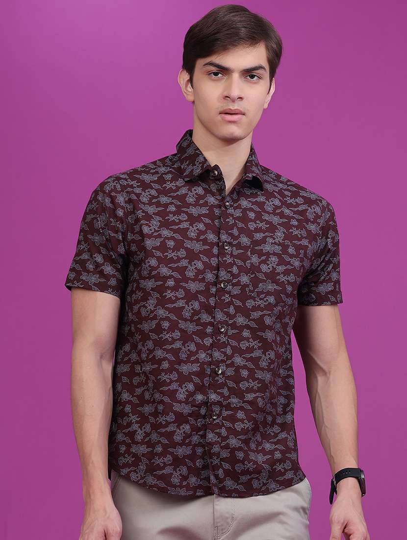 Men Printed Short Sleeve Slim Fit Casual Shirt - 22693522 -  Standard Image - 2