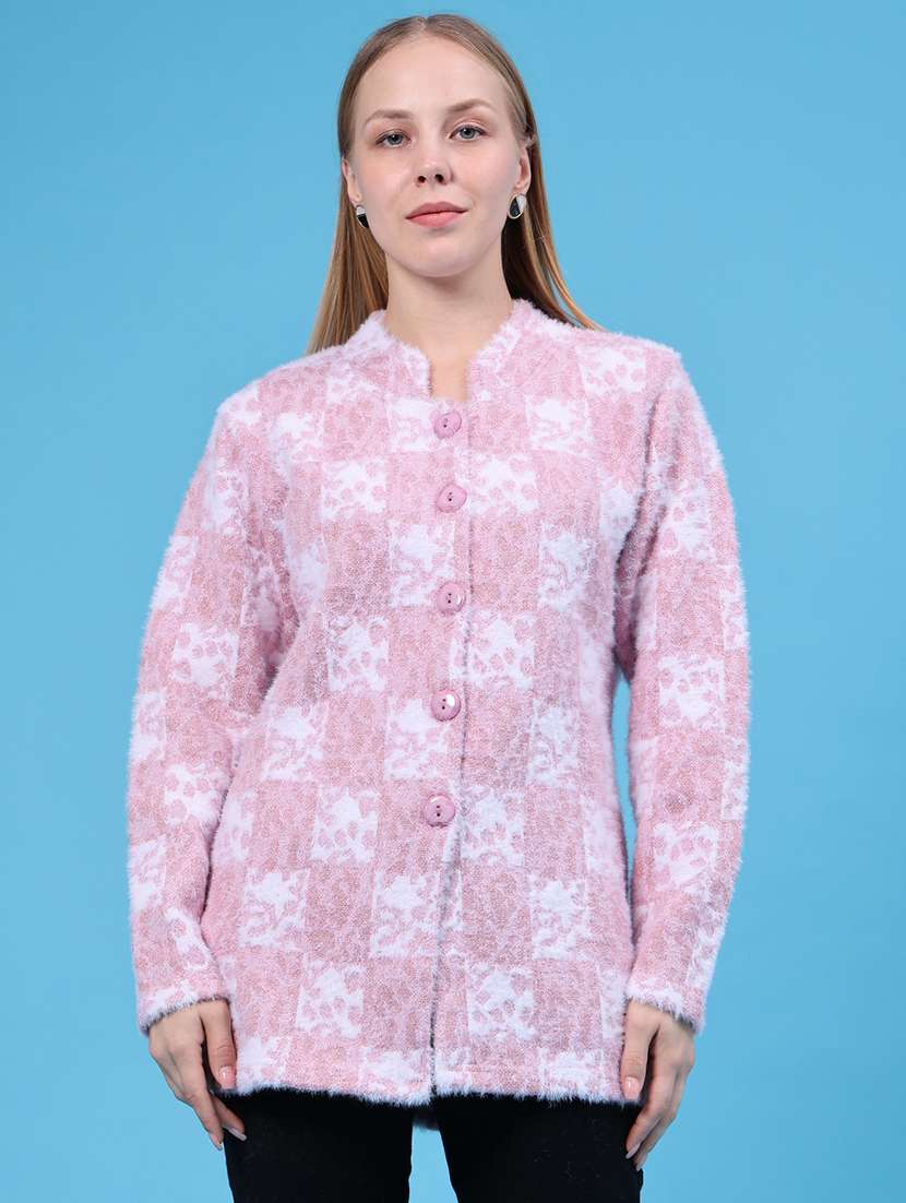 Women Self Design Long Sleeves Cardigan - 22693583 -  Standard Image - 2