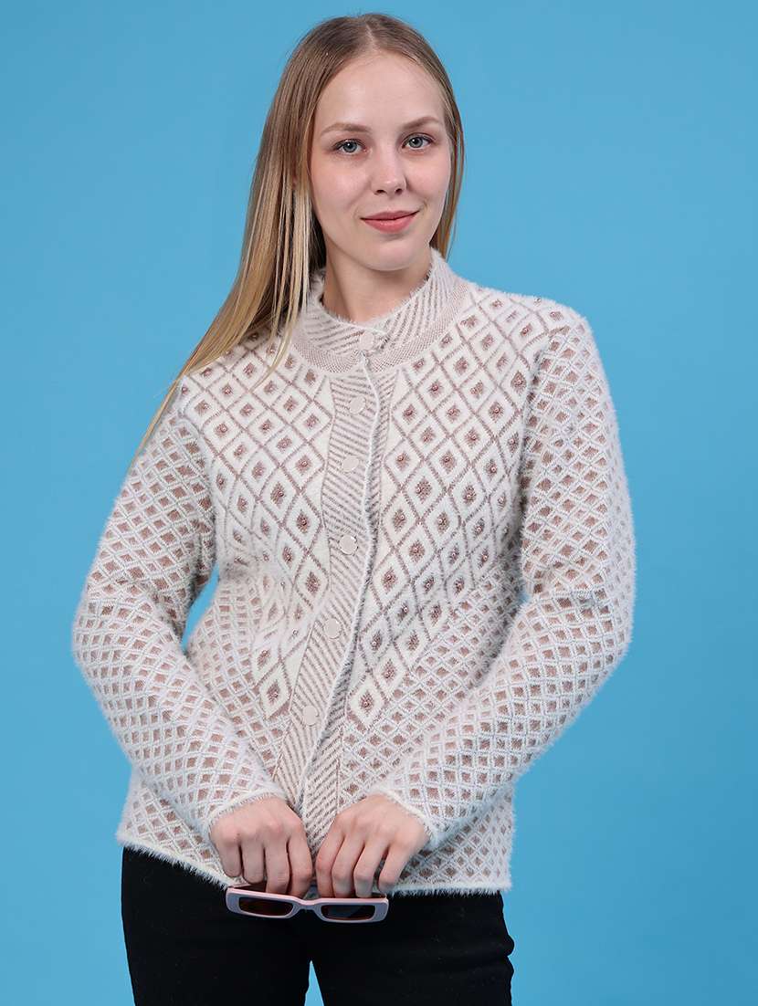 Women Self Design Long Sleeves Cardigan - 22693585 -  Standard Image - 2