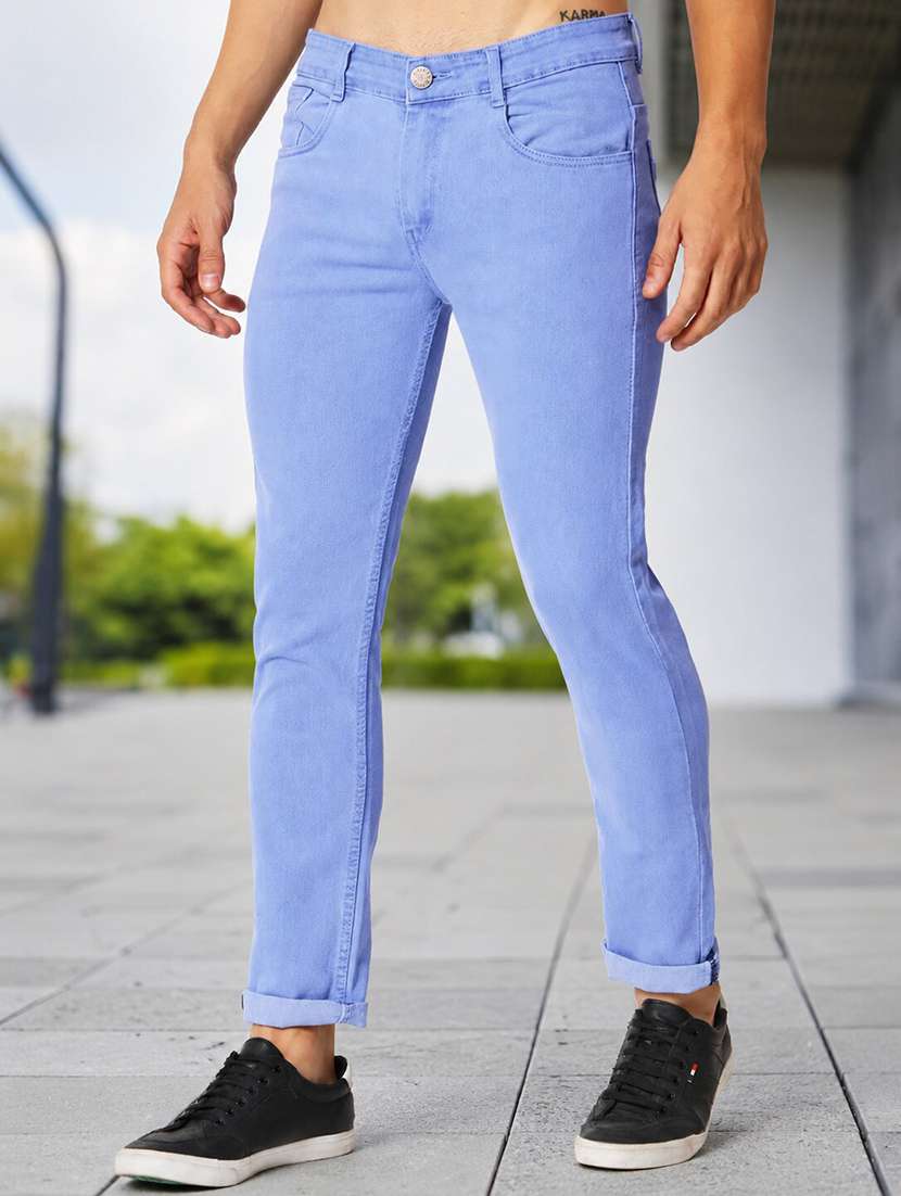 Men Plain Mid Rise Full Length Slim Fit Jeans - 22693600 -  Standard Image - 2
