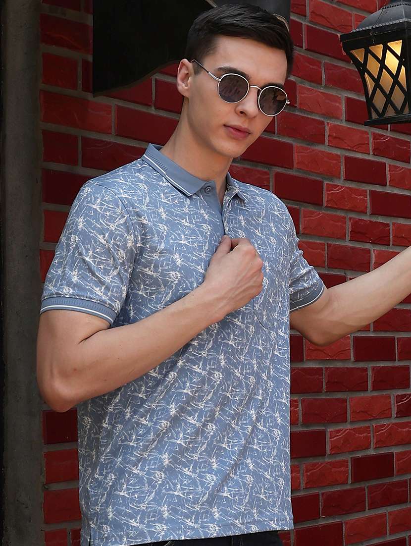 men printed short sleeves polo t-shirt