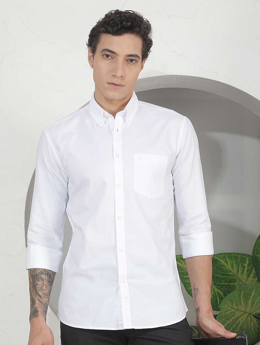 men solid long sleeves casual shirt