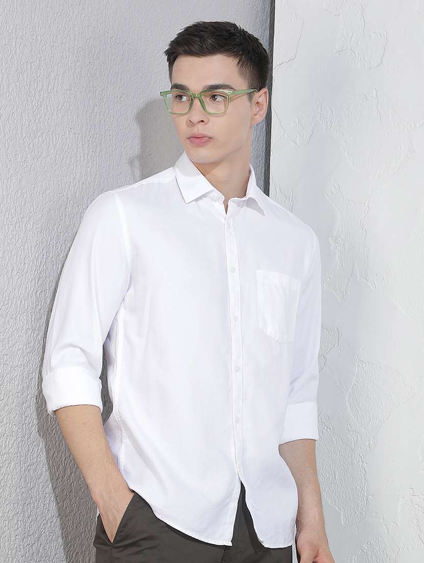 men solid long sleeve slim fit casual shirt