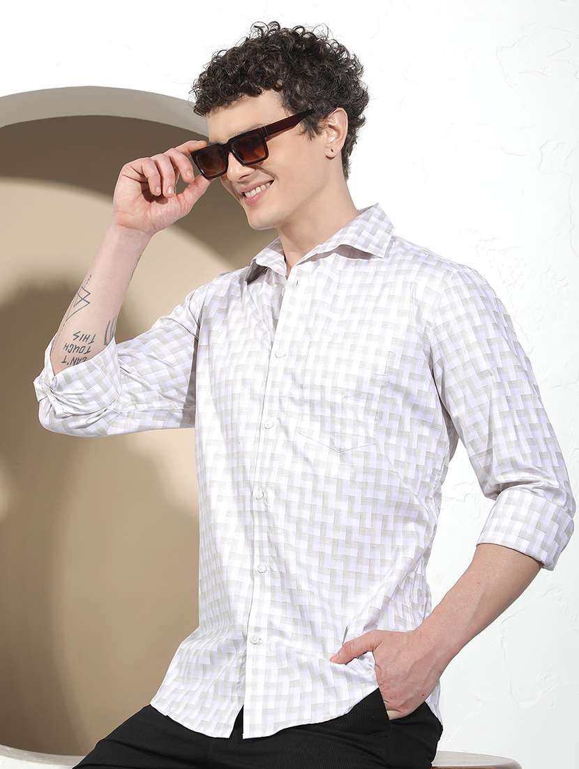 men printed long sleeves casual shirt