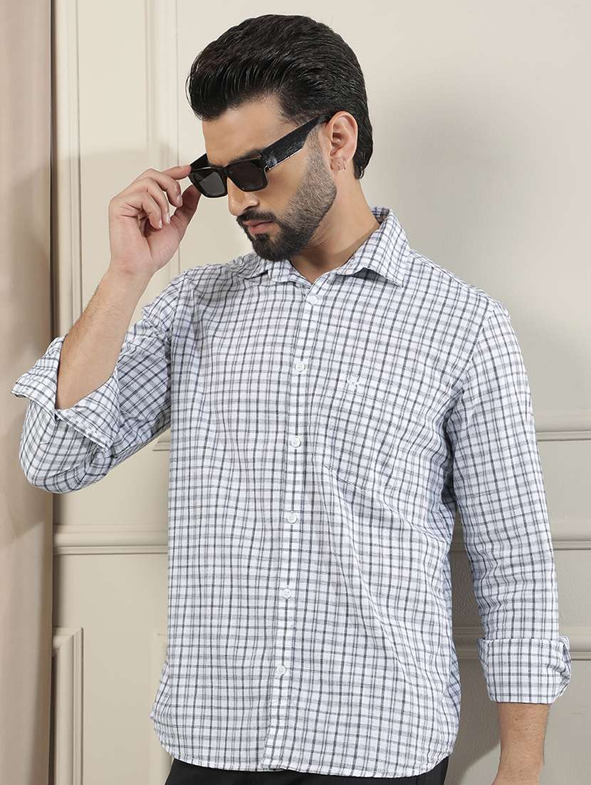 men checkered long sleeve regular fit casual shirt
