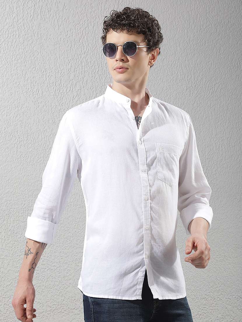 men solid long sleeve regular fit casual shirt