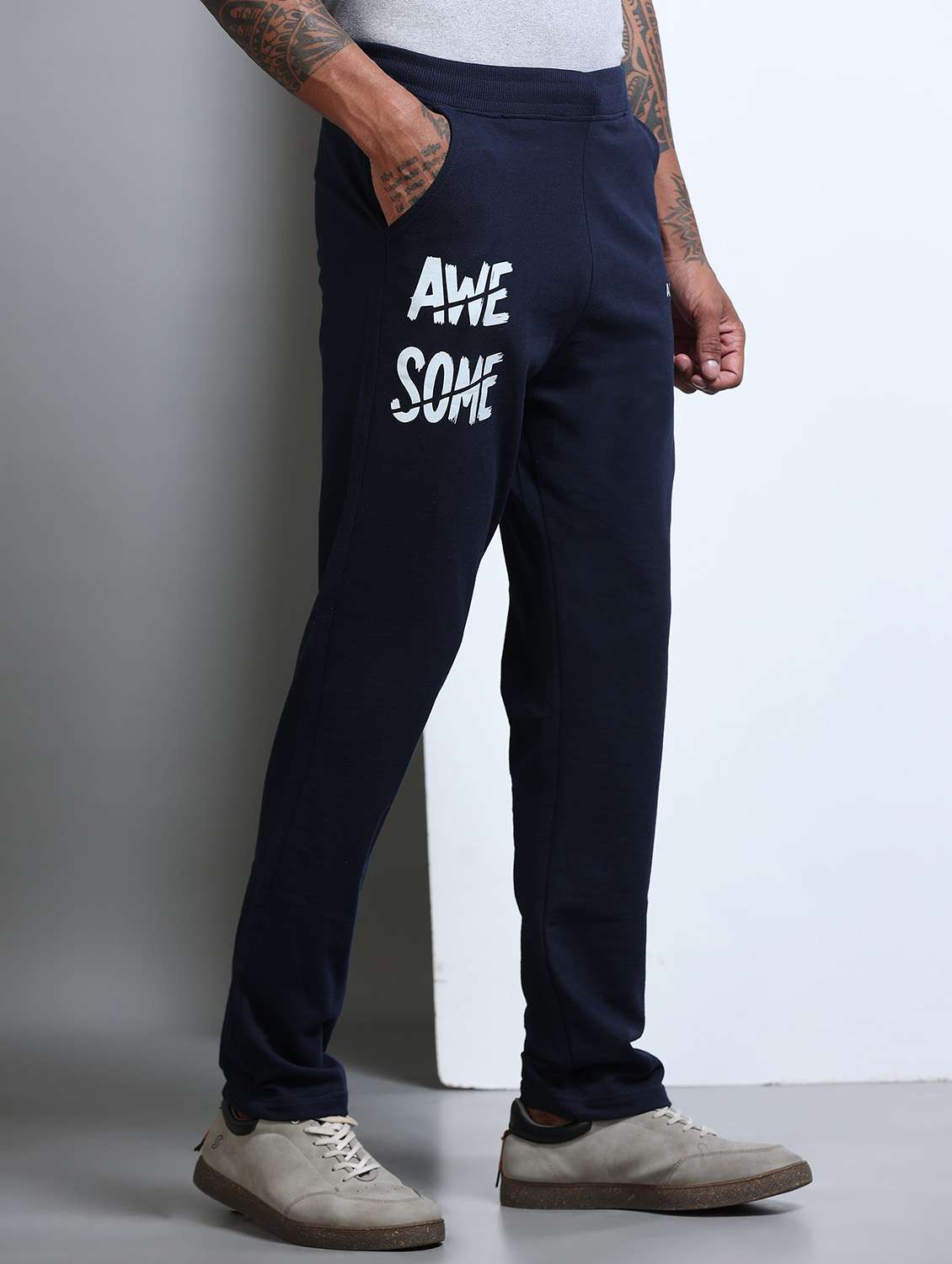Men Placement Print Mid Rise Full Length Track Pant - 22694581 -  Standard Image - 2