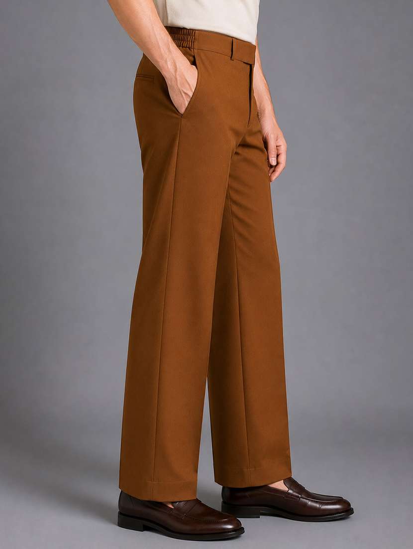 Men Solid Mid Rise Flat Front Formal Trouser - 22694775 -  Standard Image - 2