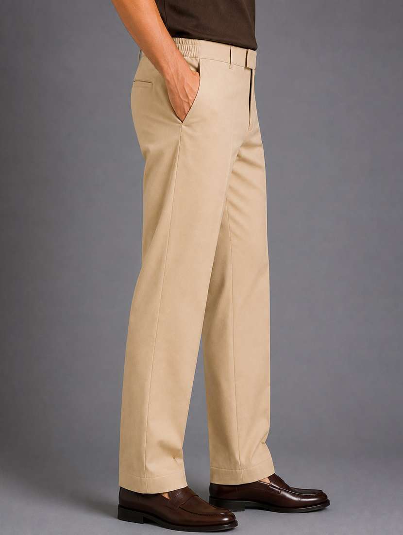 Men Solid Mid Rise Flat Front Formal Trouser - 22694777 -  Standard Image - 2