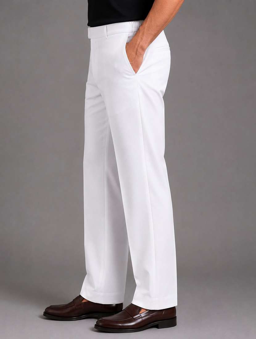 Men Solid Mid Rise Flat Front Formal Trouser - 22694779 -  Standard Image - 2