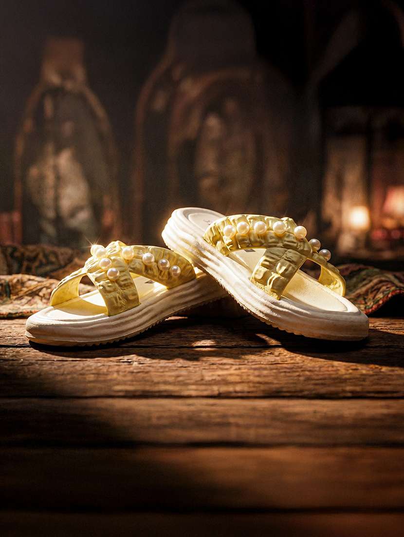 women embellished slip on flats