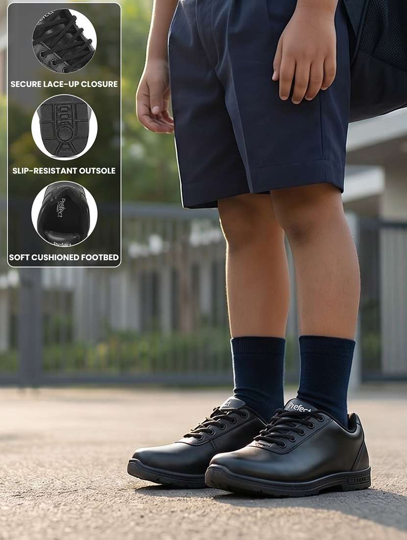 Boys Solid Lace Up Formal Shoes - 22694806 -  Standard Image - 7