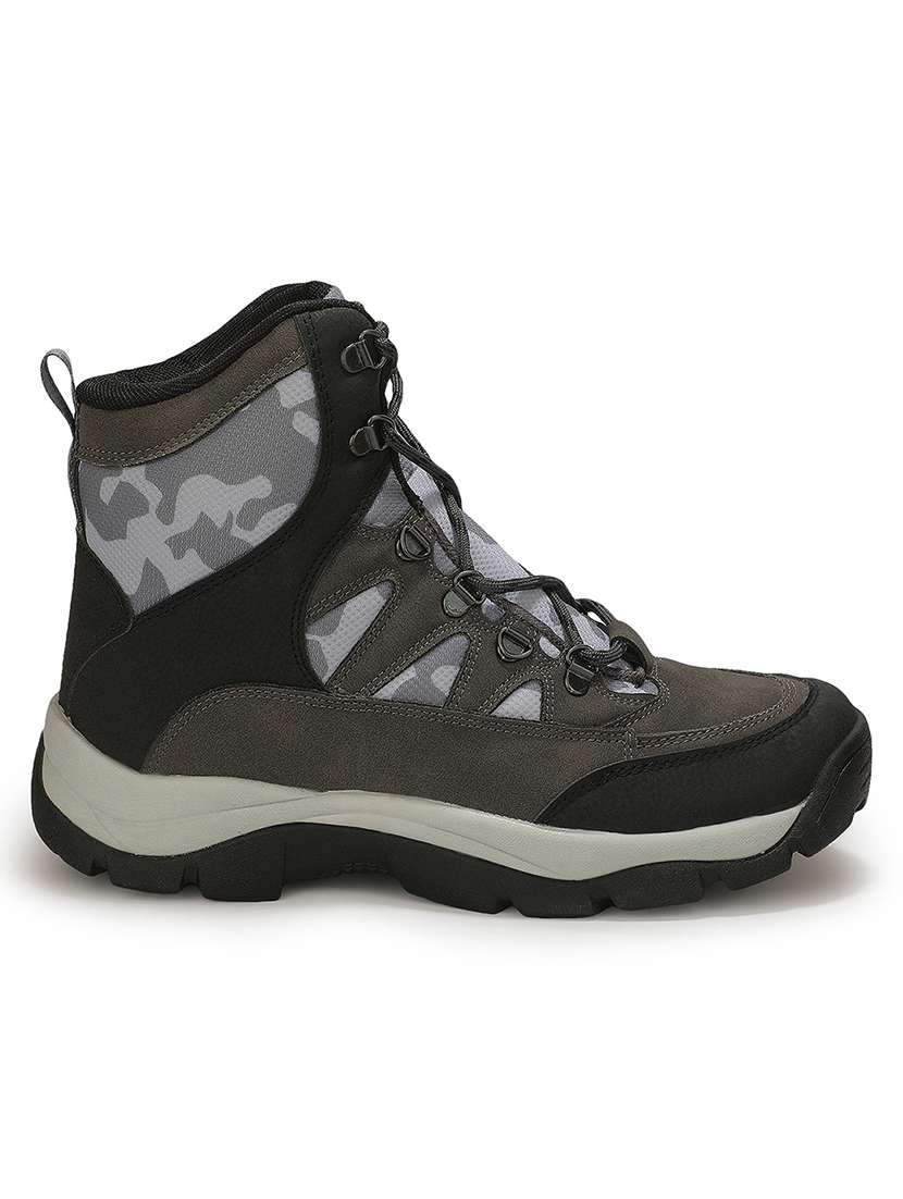 Men Grey Lace Up Hiking Boots Boot - 22694817 -  Standard Image - 2