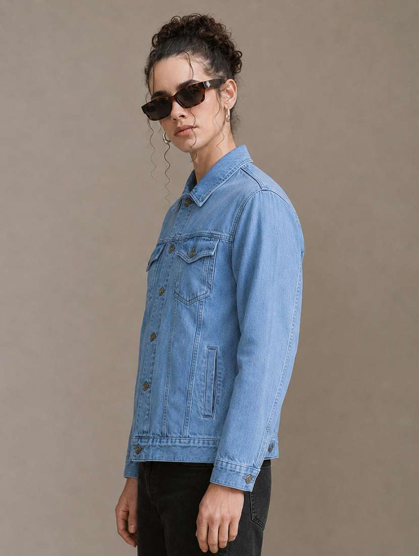 Women Solid Long Sleeve Denim Jacket - 22696435 -  Standard Image - 2