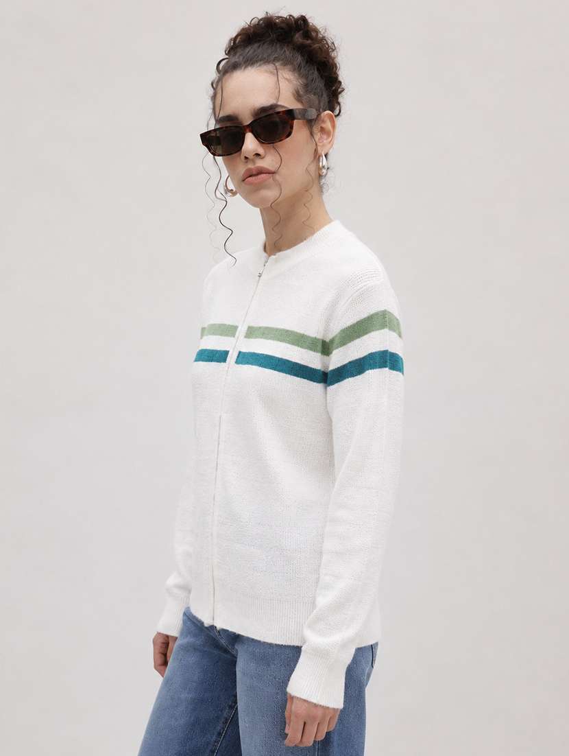Women Striped Long Sleeve Regular Fit Cardigan - 22696583 -  Standard Image - 2
