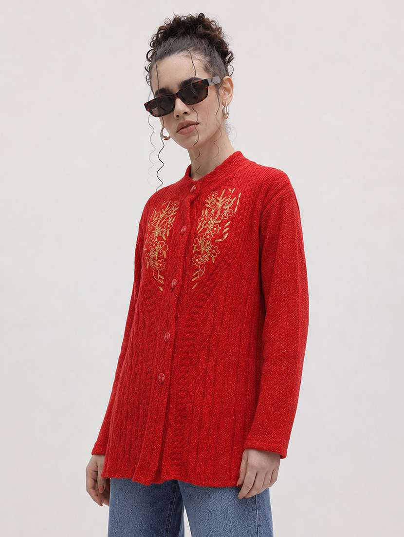 Women Self Design Long Sleeve Cardigan - 22696613 -  Standard Image - 2