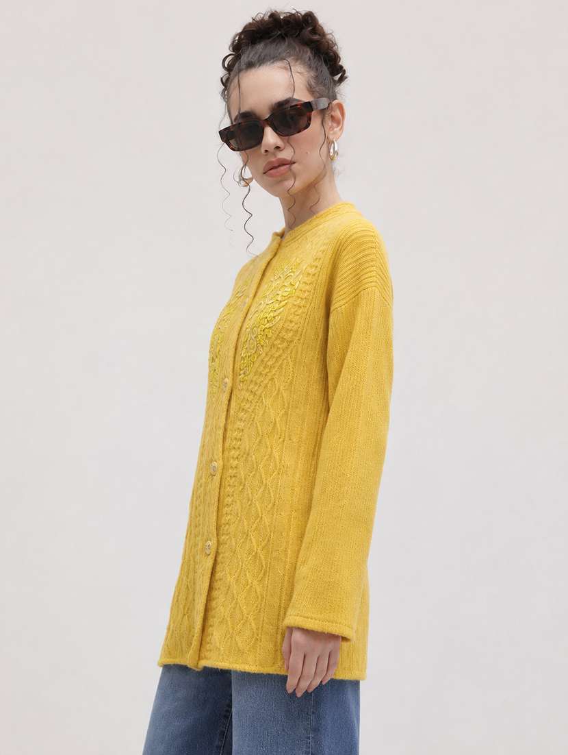 Women Self Design Long Sleeve Cardigan - 22696616 -  Standard Image - 2