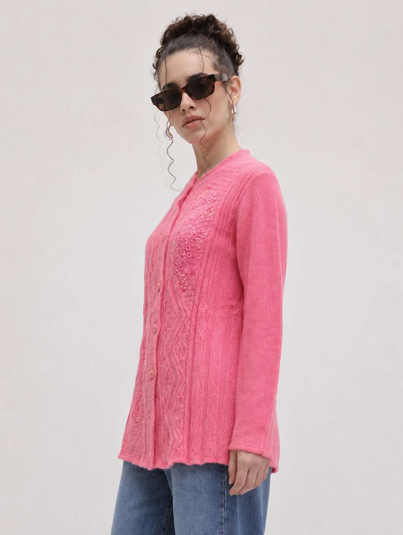 Women Self Design Long Sleeve Cardigan - 22696621 -  Standard Image - 2