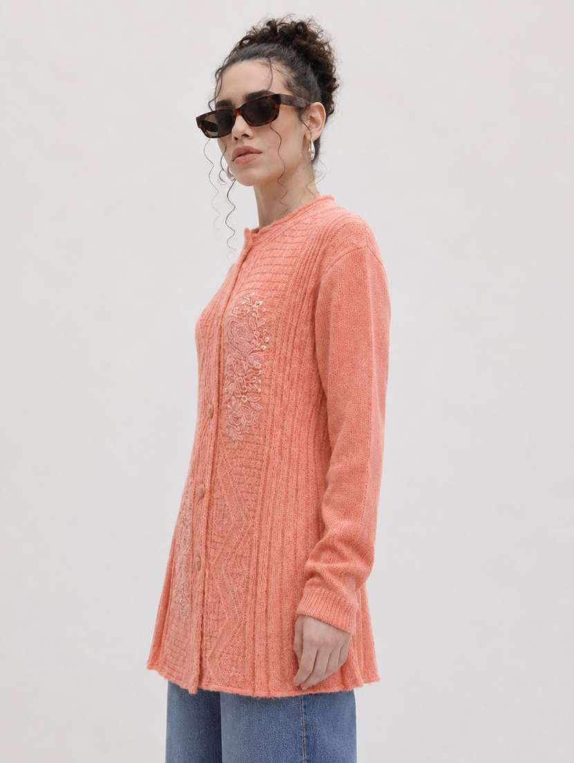 Women Self Design Long Sleeves Regular Fit Cardigan - 22696625 -  Standard Image - 2