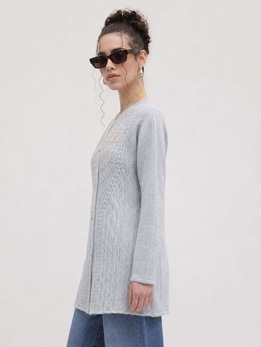 Women Self Design Long Sleeve Cardigan - 22696627 -  Standard Image - 2